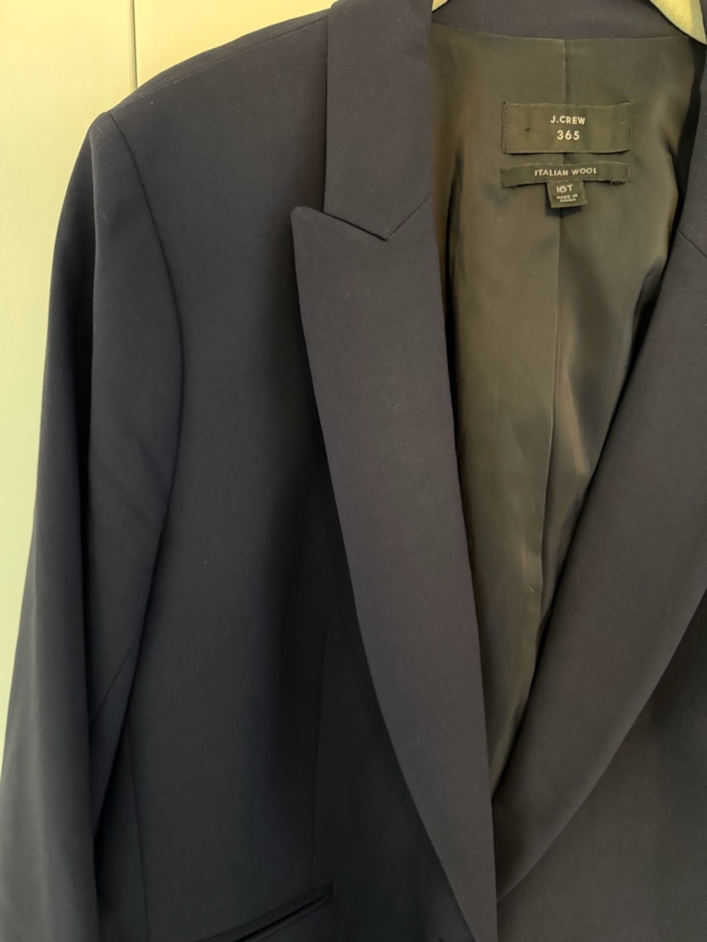 J Crew 365 Italian Wool Blazer 16 Tall Navy Single Button Career Tailored Jacket - Picture 8 of 8